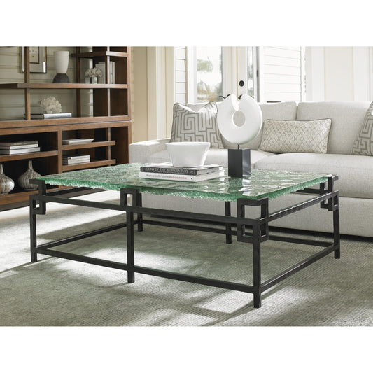 Hermes Reef Glass Top Cocktail Table by Tommy Bahama Home. Made from unique in a modern style.