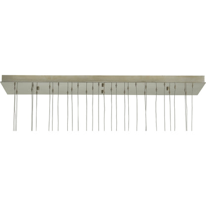 Crystal Bud Linear Pendant by Currey and Company in painted silver, contemporary silver leaf. Made from crystal, wrought iron in a transitional style.