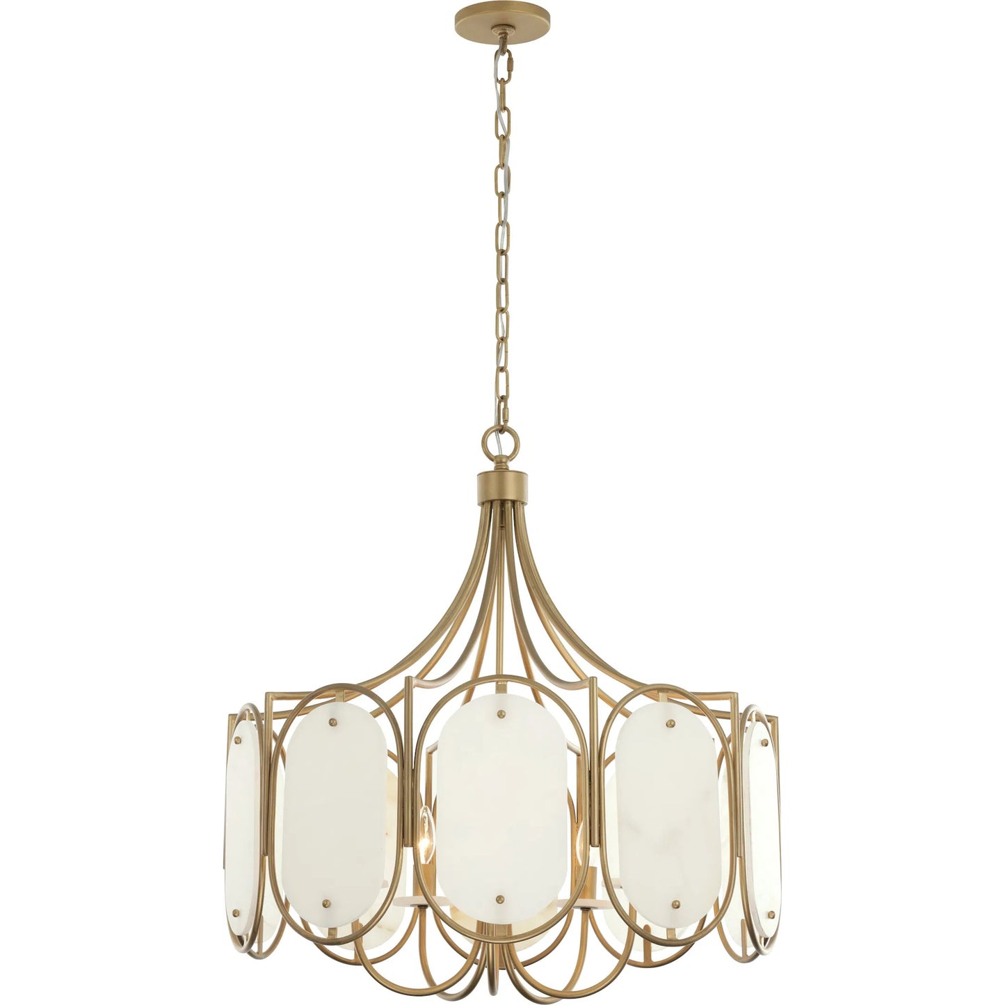 000 SI-2537012 | Primary Silo | Panelist 5 Light Pendant by Varaluz in gold. Made from steel, alabaster in a unique style.