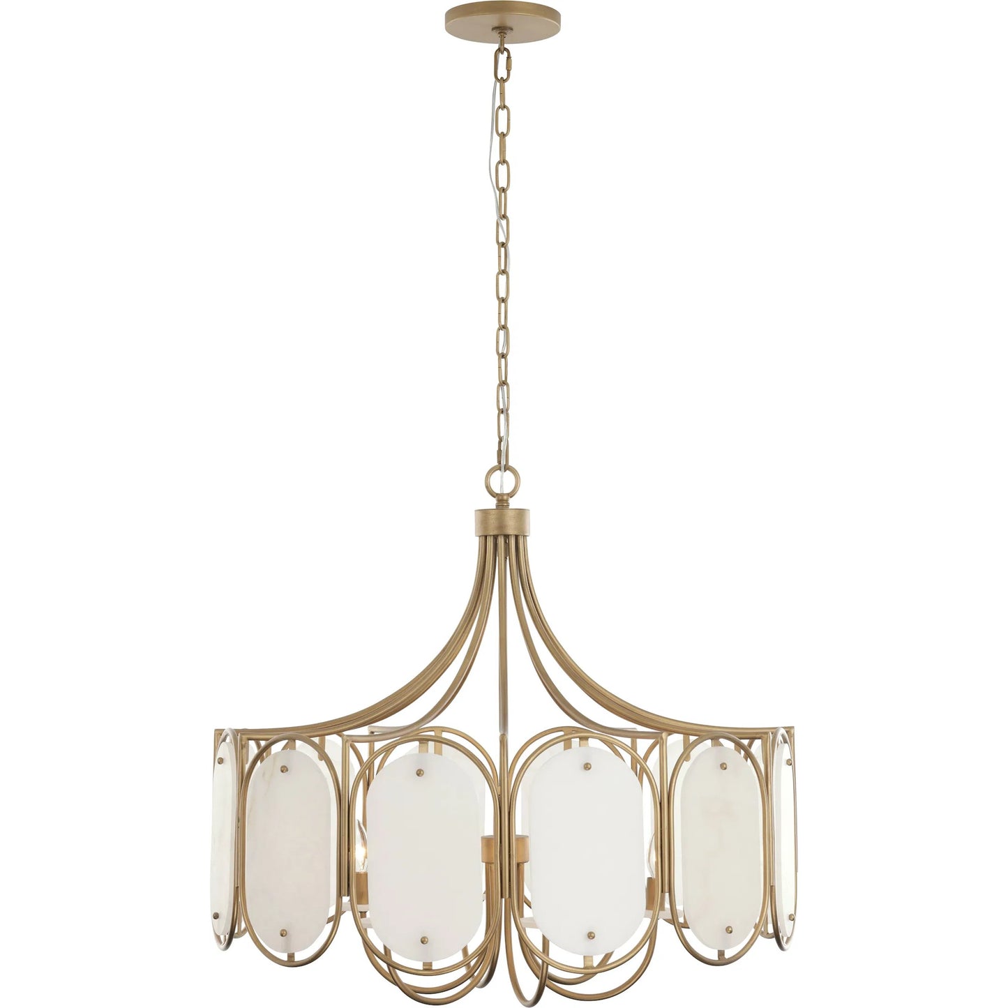 003 SI-2537013 | Additional Silo | Panelist 6 Light Pendant by Varaluz in gold. Made from steel, alabaster in a unique style.