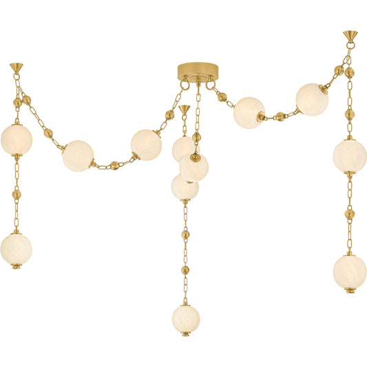 Corda Chandelier by Corbett in vintage brass. Made from unique in a modern style.