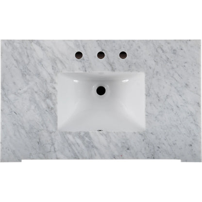 Hanson Bathroom Vanity by Butler Specialty Company in medium brown and brown. Made from acacia: 32%, mdf: 68%, sink: made of ceramics, countertop: carrara marble knob: antimony metal in a traditional style.