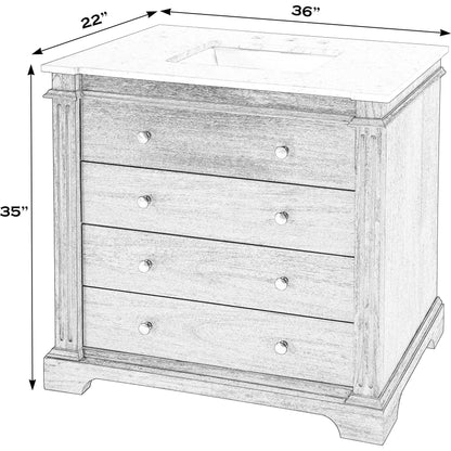 Hanson Bathroom Vanity by Butler Specialty Company in medium brown and brown. Made from acacia: 32%, mdf: 68%, sink: made of ceramics, countertop: carrara marble knob: antimony metal in a traditional style.