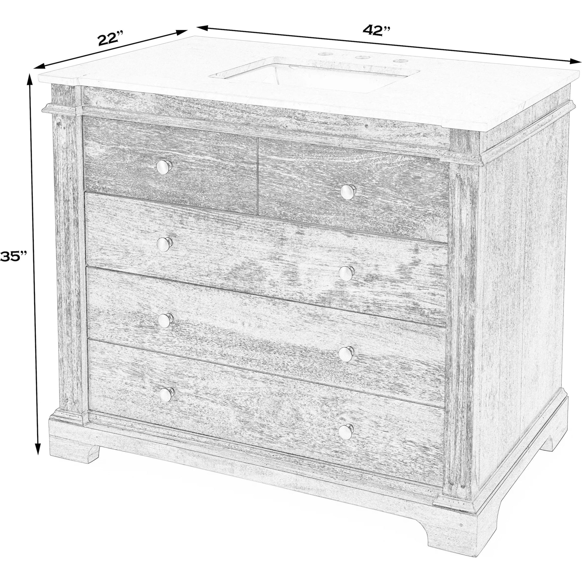 Rochelle 42" Single Sink Bathroom Vanity Set by Butler Specialty Company in gray. Made from acacia, mdf, acacia veneer, ceramic sink, carrara marble in a unique style.