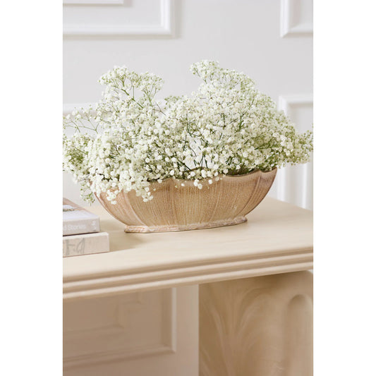 Ingrid Trough by Accent Decor in tan. Made from ceramic in a unique style.