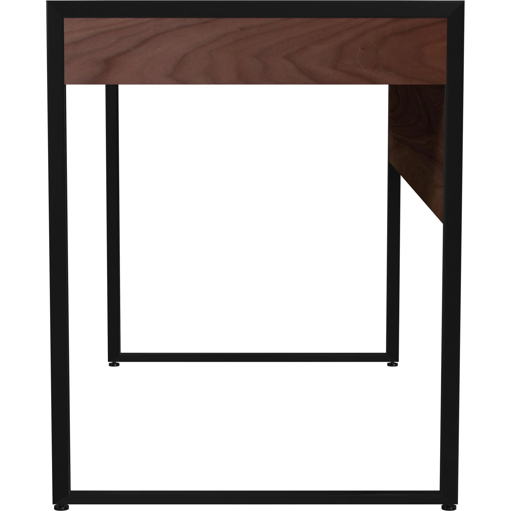 Drake 2-Drawer Writing Desk by Butler Specialty Company in brown and walnut. Made from mdf, walnut veneer, steel in a modern style.