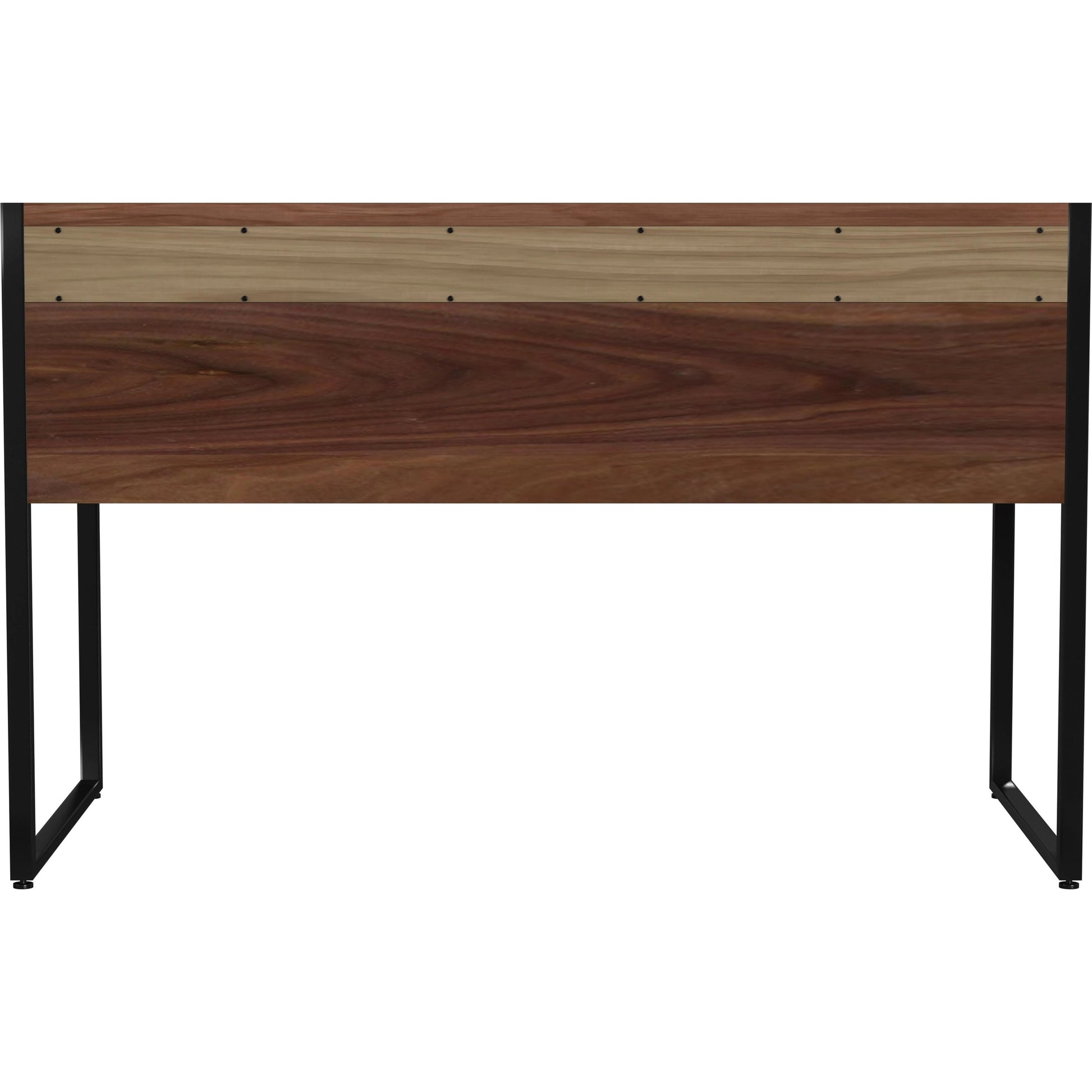 Drake 2-Drawer Writing Desk by Butler Specialty Company in brown and walnut. Made from mdf, walnut veneer, steel in a modern style.