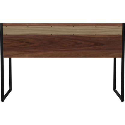 Drake 2-Drawer Writing Desk by Butler Specialty Company in brown and walnut. Made from mdf, walnut veneer, steel in a modern style.