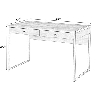 Drake 2-Drawer Writing Desk by Butler Specialty Company in brown and walnut. Made from mdf, walnut veneer, steel in a modern style.