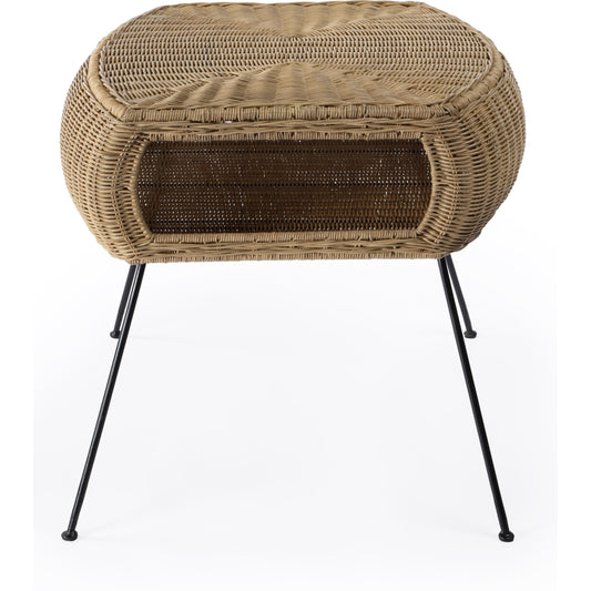 Coralitta End Table by Butler Specialty Company in natural and natural rattan. Made from iron, natural rattan in a modern style.