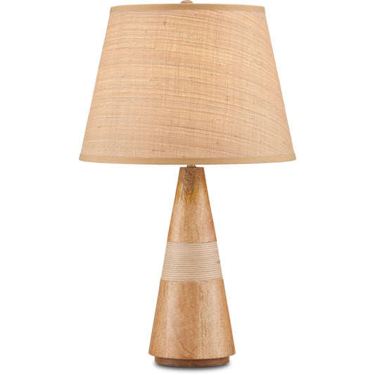 Amalia Table Lamp by Currey and Company in natural, brass. Made from wood, rattan in a modern style.