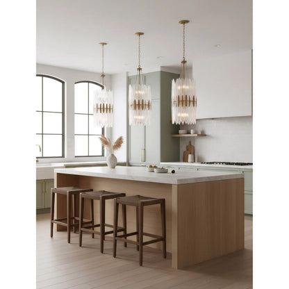 AURORA-9 Light Pendant by Varaluz in gold. Made from steel, glass in a unique style.