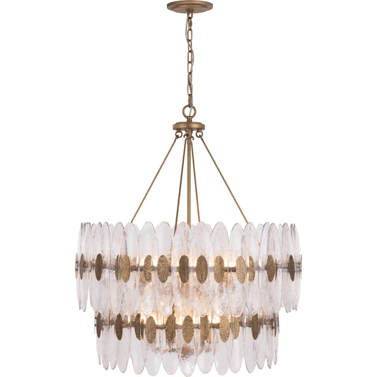 AURORA-14 Light 2 Tier Pendant by Varaluz in gold. Made from steel, glass in a unique style.