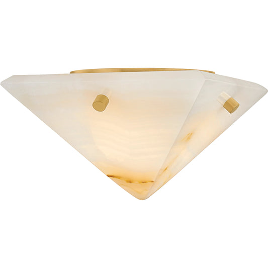 Geo Flush Mount by Corbett in vintage brass. Made from unique in a transitional style.