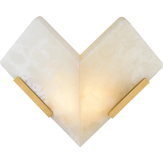 Geo Book Matched Wall Sconce by Corbett in vintage brass. Made from unique in a transitional style.