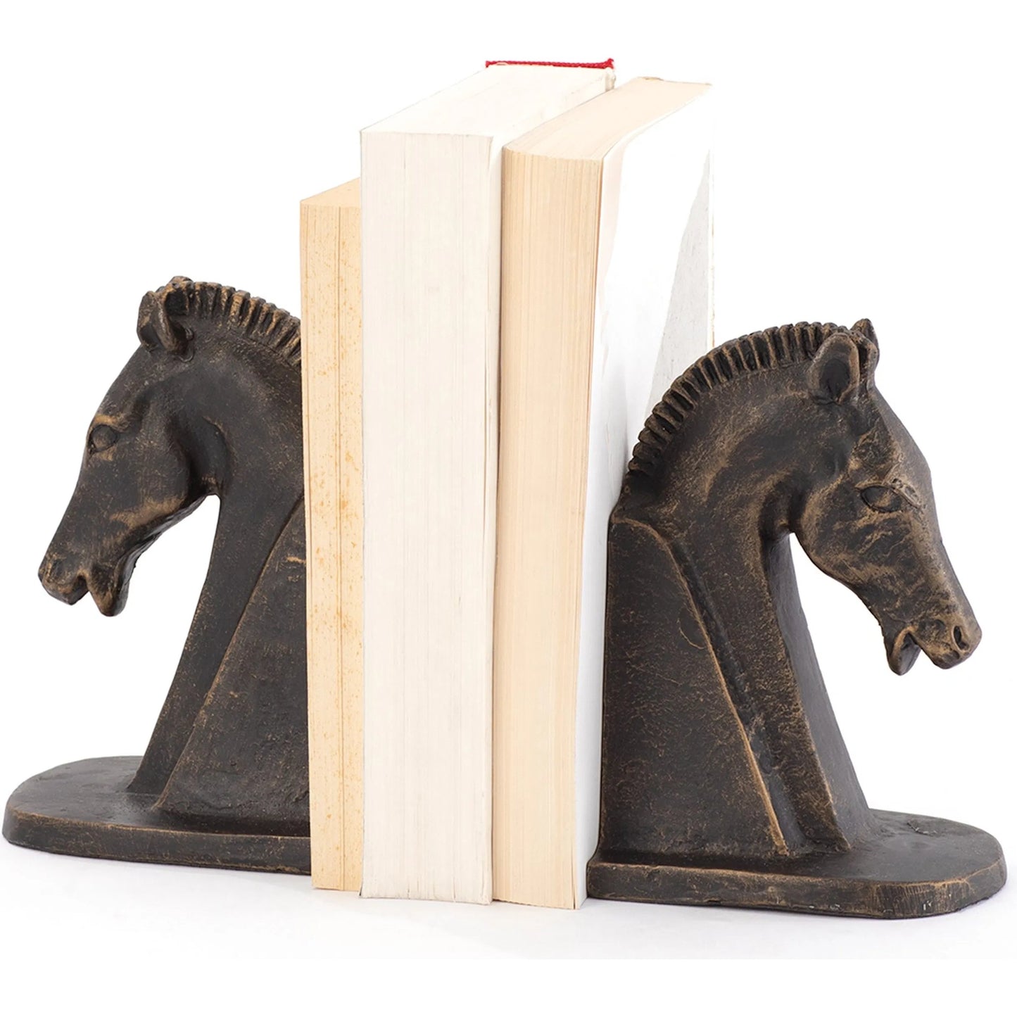 006 SI-2446337 | Additional Silo | Trojan Horse Head Bookends by Global Views in bronze. Made from cast iron in a modern style.