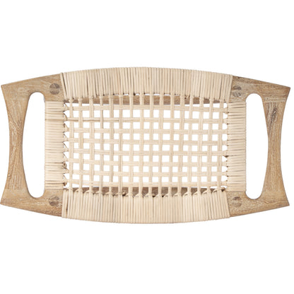 Tristan Counter Stool by Butler Specialty Company in natural wood and natural mango. Made from mango wood solids, woven cane in a coastal style.
