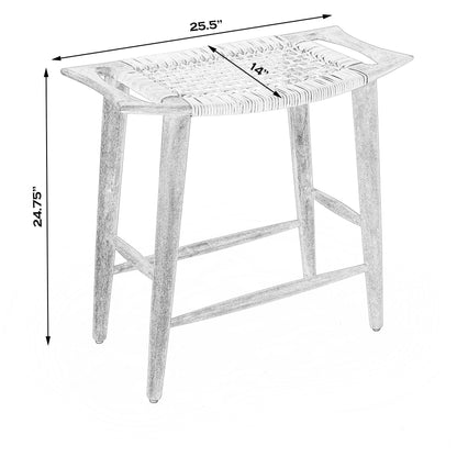 Tristan Counter Stool by Butler Specialty Company in natural wood and natural mango. Made from mango wood solids, woven cane in a coastal style.