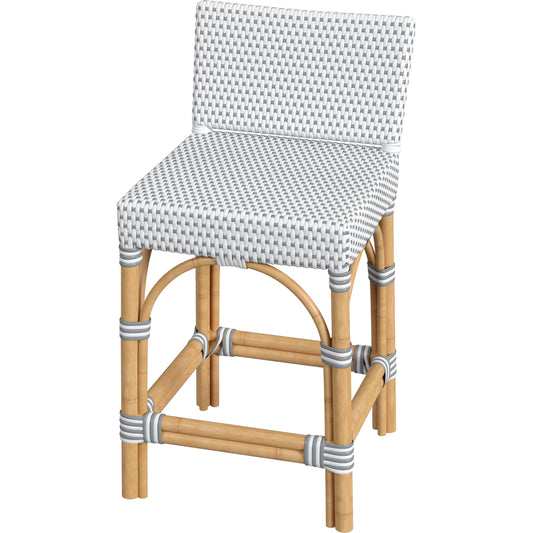 Serienna Rectangular Rattan Low Back 24.5" Counter Stool by Butler Specialty Company. Made from rattan, polyurethane synthetic rattan in a coastal style.