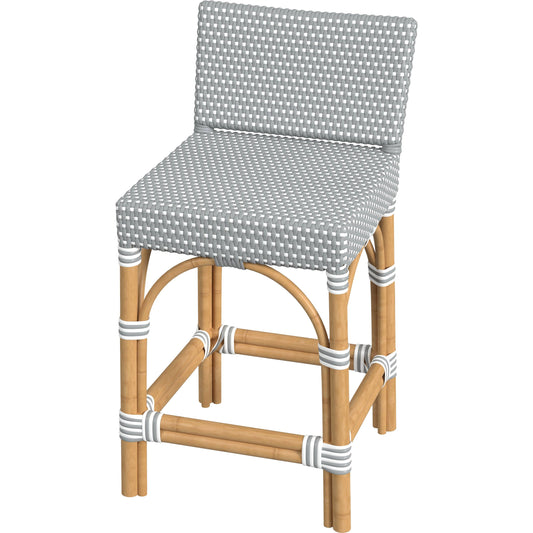 Serienna Rectangular Rattan Low Back 24.5" Counter Stool by Butler Specialty Company. Made from rattan, polyurethane synthetic rattan in a coastal style.
