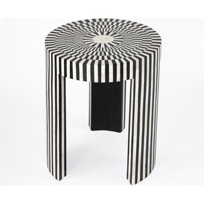 Rimma Side Table by Butler Specialty Company in black and white and grey. Made from bone, resin, mdf in a eclectic & global style.
