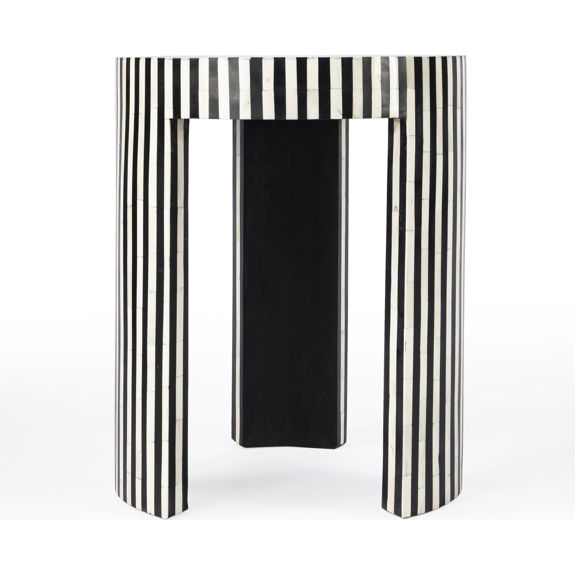 Rimma Side Table by Butler Specialty Company in black and white and grey. Made from bone, resin, mdf in a eclectic & global style.