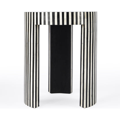 Rimma Side Table by Butler Specialty Company in black and white and grey. Made from bone, resin, mdf in a eclectic & global style.