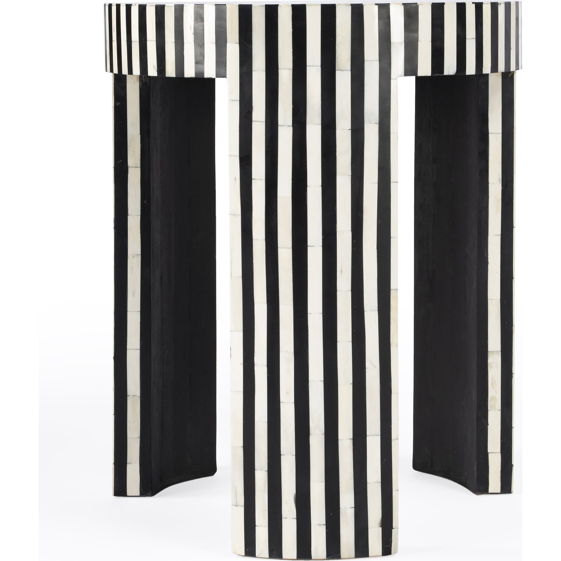 Rimma Side Table by Butler Specialty Company in black and white and grey. Made from bone, resin, mdf in a eclectic & global style.