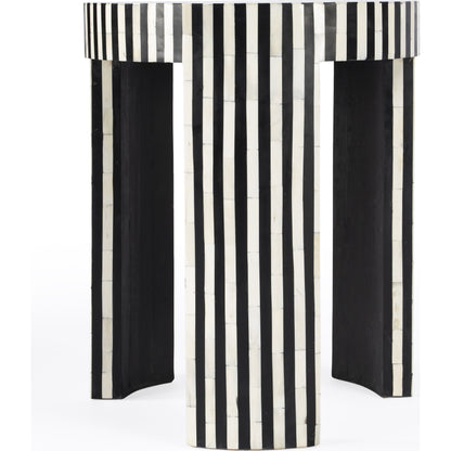 Rimma Side Table by Butler Specialty Company in black and white and grey. Made from bone, resin, mdf in a eclectic & global style.