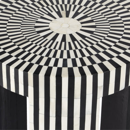 Rimma Side Table by Butler Specialty Company in black and white and grey. Made from bone, resin, mdf in a eclectic & global style.