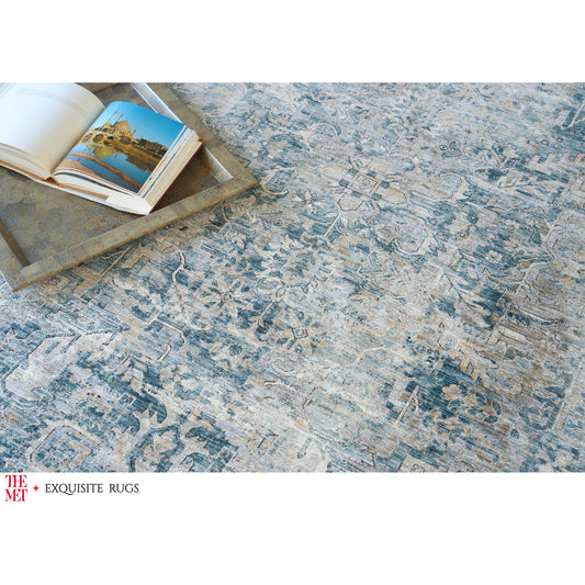 The Met X Exquisite Rugs Antique Loom 5589 Rug by Exquisite Rugs in blue. Made from polyester in a unique style.