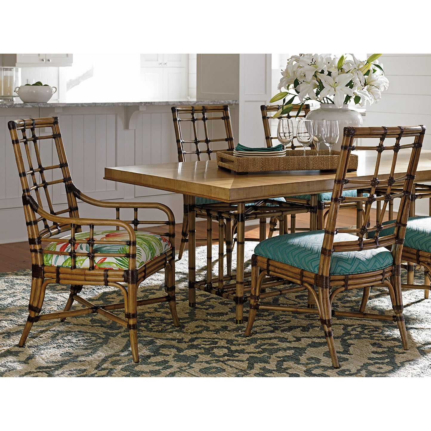 011 SR-835999 | Lifestyle | Caneel Bay Dining Table by Tommy Bahama Home. Made from unique in a coastal style.