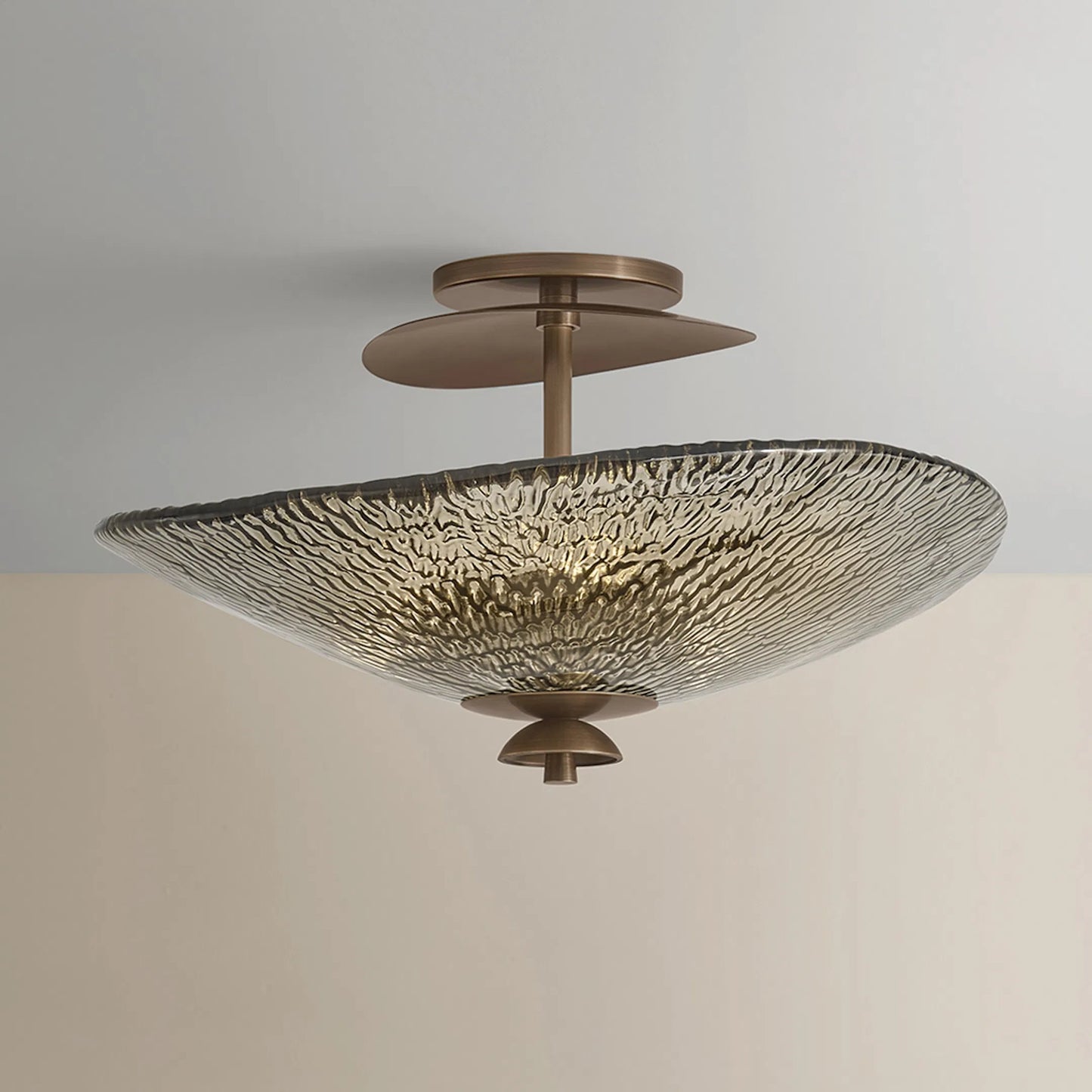 001 SI-2472498 | Lifestyle | Alba Semi Flush by Corbett in old world brass. Made from unique in a traditional style.