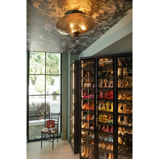 Alba Semi Flush by Corbett in old world brass. Made from unique in a traditional style.