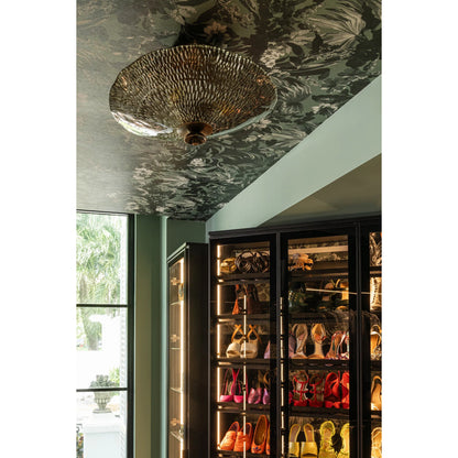 Alba Semi Flush by Corbett in old world brass. Made from unique in a traditional style.