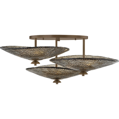 Alba Semi Flush by Corbett in old world brass. Made from unique in a traditional style.