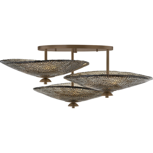 Alba Semi Flush by Corbett in old world brass. Made from unique in a traditional style.