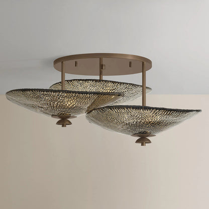 Alba Semi Flush by Corbett in old world brass. Made from unique in a traditional style.