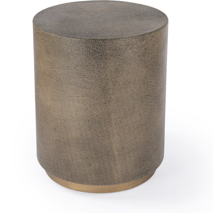 Olenka Accent Table by Butler Specialty Company in gold and brass. Made from leather, mdf, steel in a modern style.