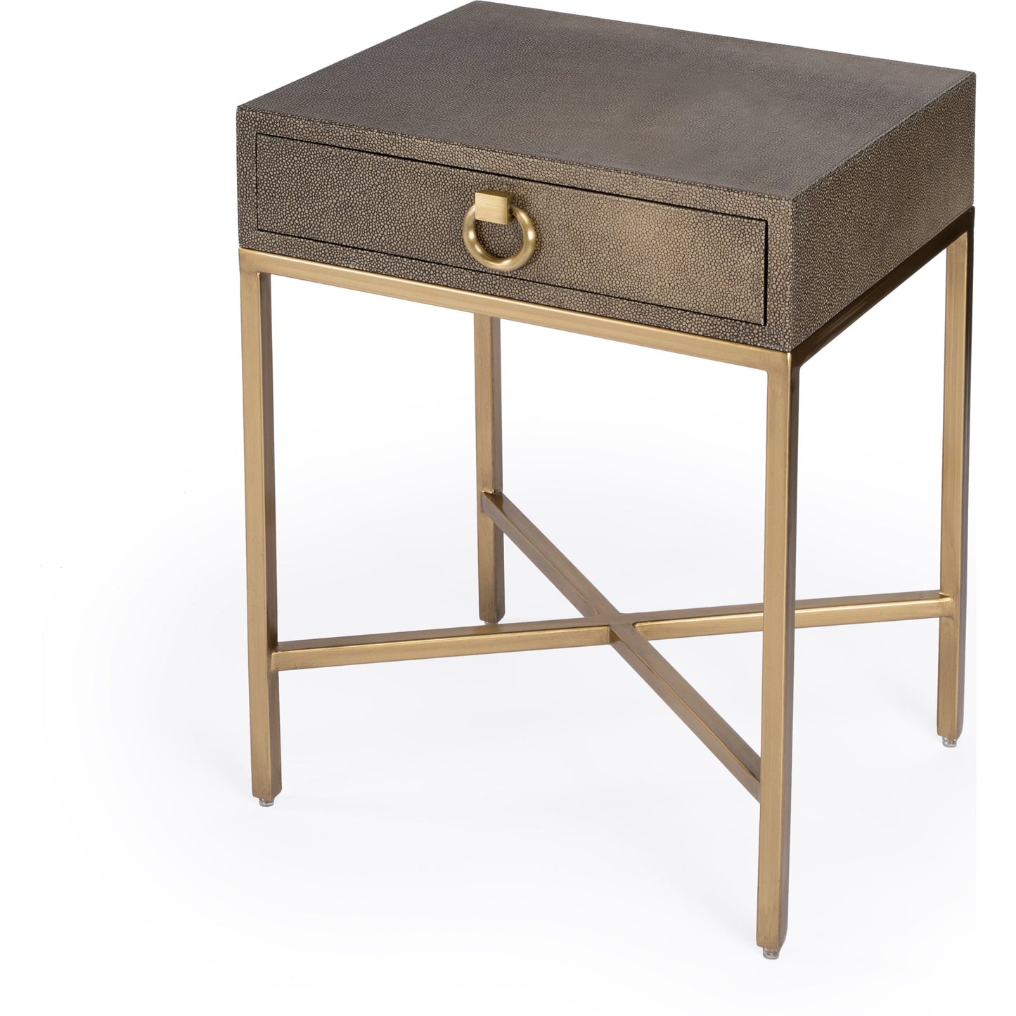 002 SI-1822361 | Additional Silo | Sullia End Table by Butler Specialty Company in gold and cosmopolitan. Made from leather, mdf, steel in a modern style.