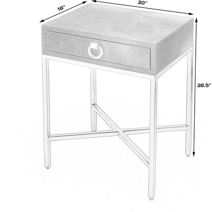 Sullia End Table by Butler Specialty Company in gold and cosmopolitan. Made from leather, mdf, steel in a modern style.