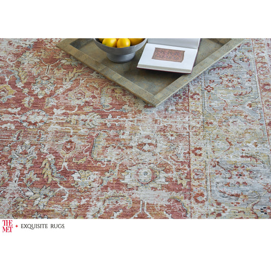 The Met X Exquisite Rugs Antique Loom 5594 Rug by Exquisite Rugs in rust, blue. Made from polyester in a unique style.