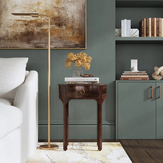 Alinia End Table by Butler Specialty Company in dark brown and brown. Made from mango wood, mdf, iron in a modern style.