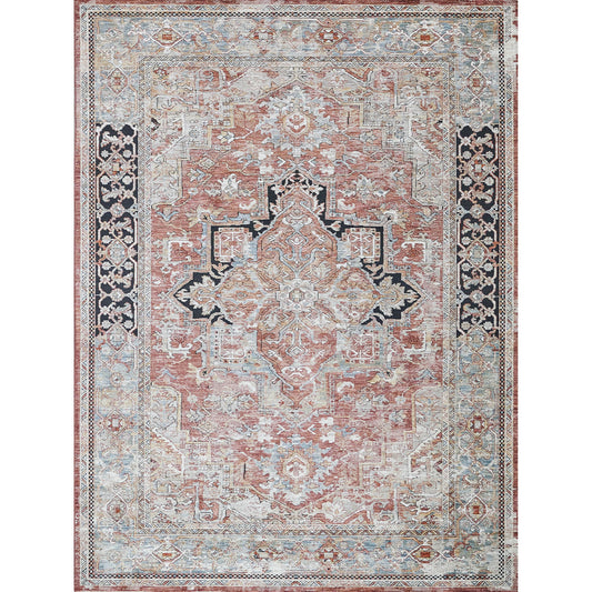 The Met X Exquisite Rugs Antique Loom 5596 Rug by Exquisite Rugs in rust, black. Made from polyester in a unique style.