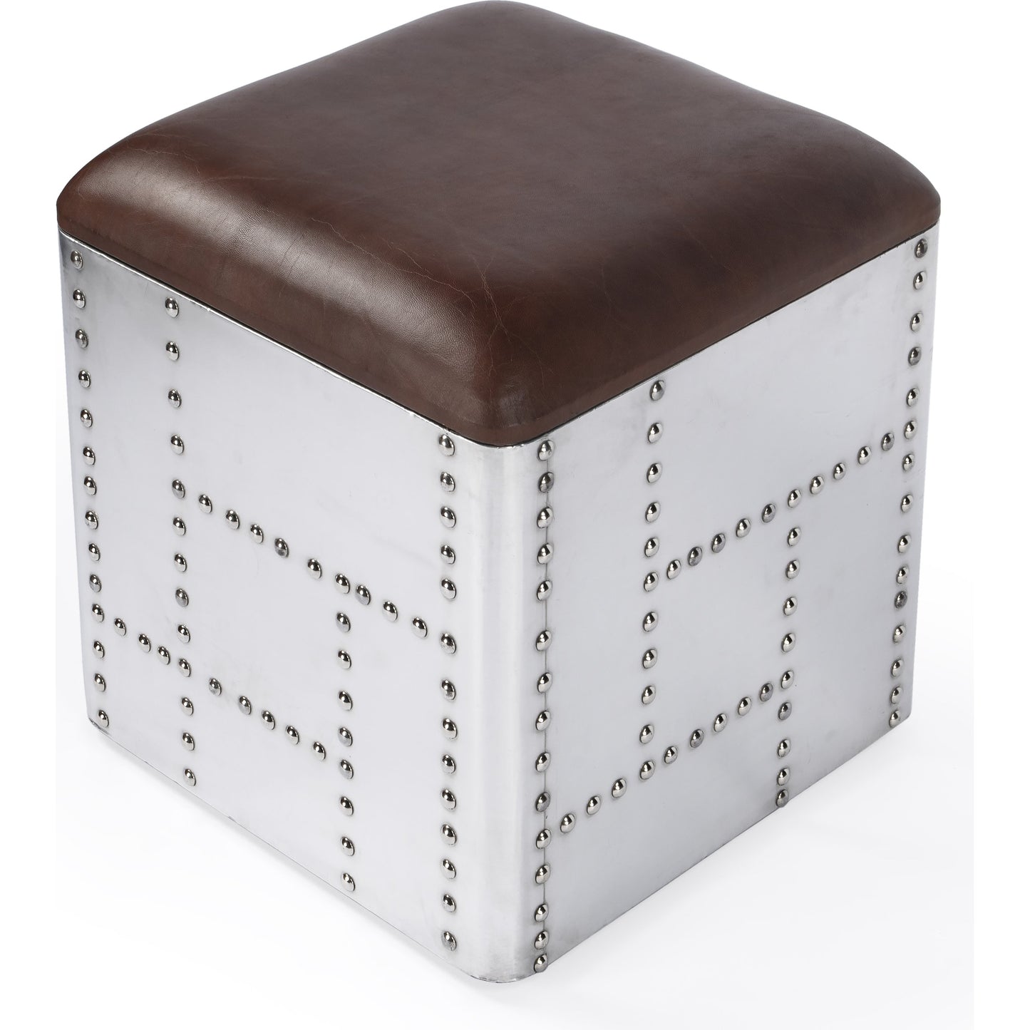 002 SI-1822340 | Additional Silo | Midway Stool by Butler Specialty Company in brown and industrial chic. Made from aluminum, leather, plywood in a modern style.