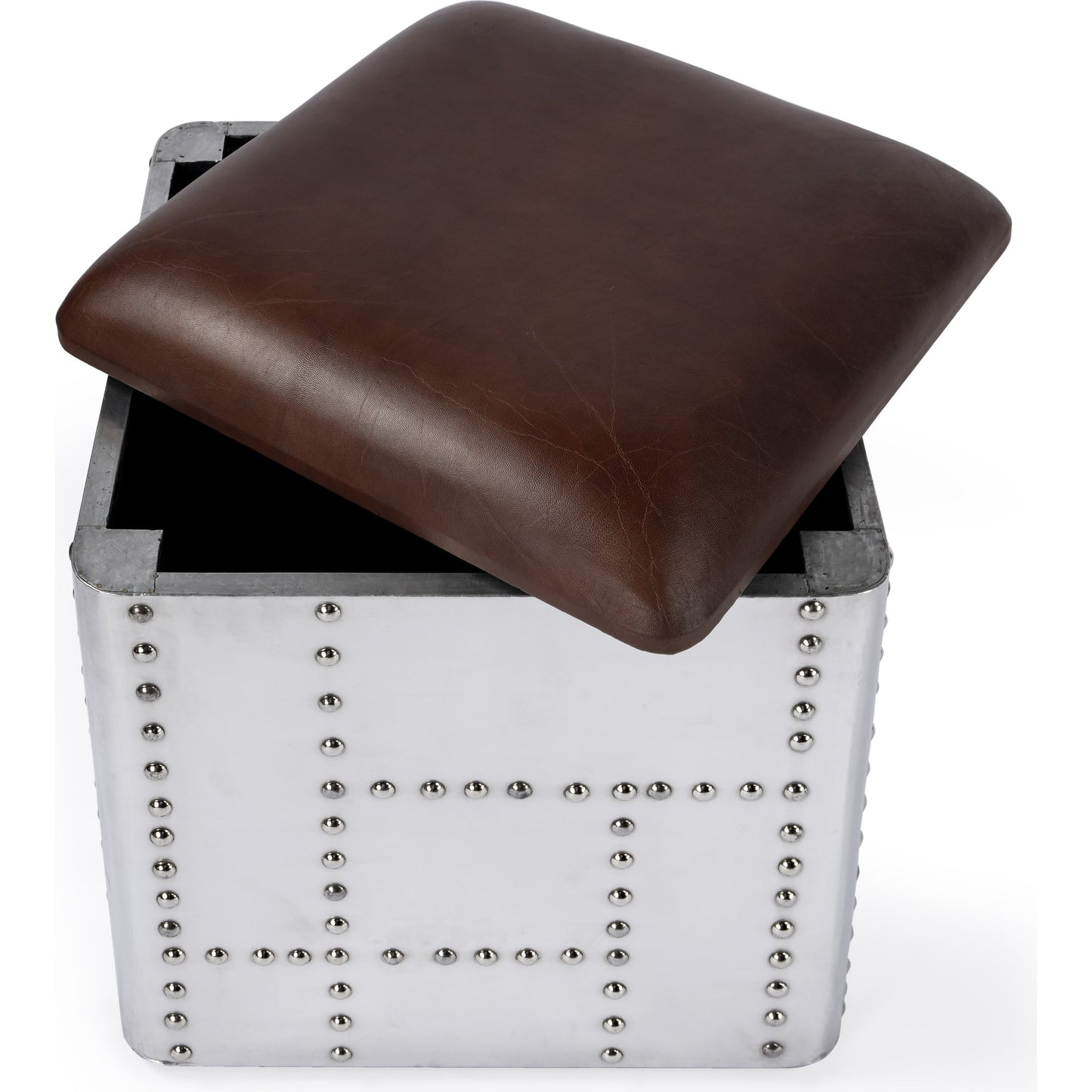 003 SI-1822340 | Additional Silo | Midway Stool by Butler Specialty Company in brown and industrial chic. Made from aluminum, leather, plywood in a modern style.