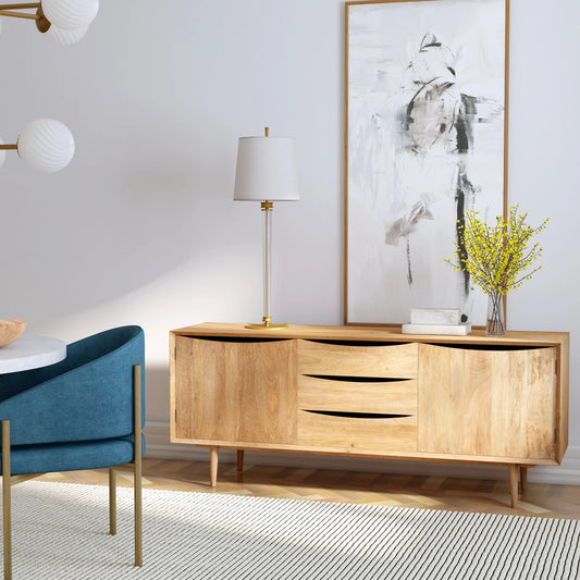 Leonidin Sideboard by Butler Specialty Company in light brown. Made from mango wood, mdf in a modern style.