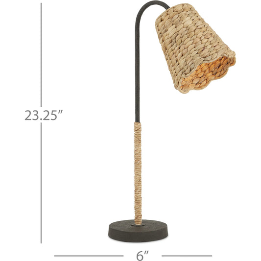 Annabelle Desk Lamp by Currey and Company in natural, mole black. Made from metal in a cottage & farmhouse style.