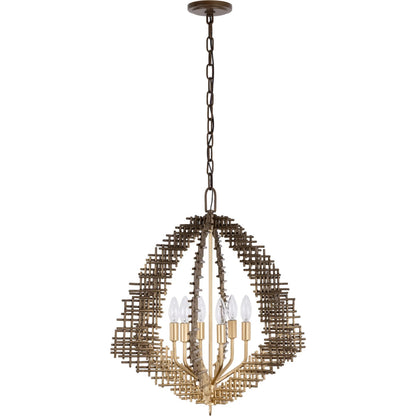 Construct 6 Light Pendant by Varaluz in bronze, brown. Made from steel in a unique style.