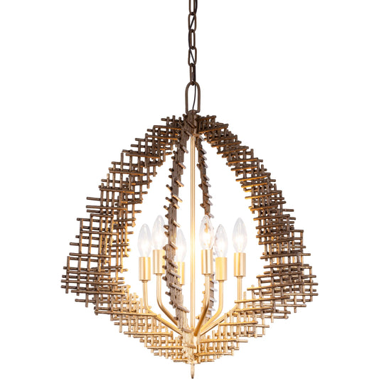 001 SI-2536958 | Primary Silo | Construct 6 Light Pendant by Varaluz in bronze, brown. Made from steel in a unique style.